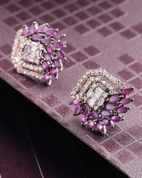 Buy Purple Gold Plated Handcrafted Earrings Online at Jayporecom
