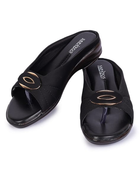 Slip-On Sandals with Metal Accent