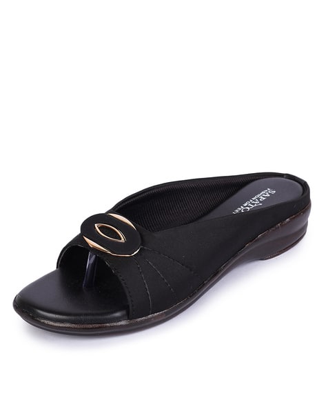 Slip-On Sandals with Metal Accent (Image - 1)