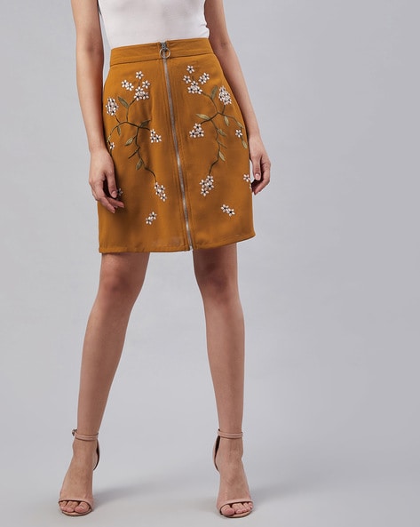 Mustard zip clearance skirt