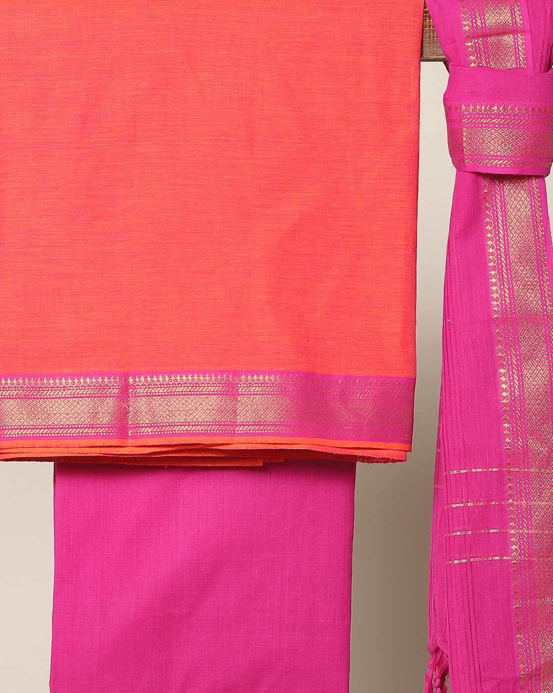 womens south cotton handloom multicolour dress material unstitched suits  mangalgiri