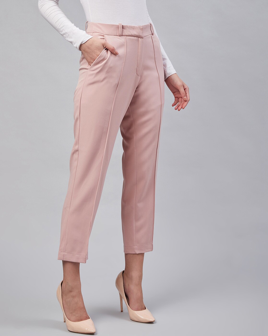 Petite Bright Pink Slim Leg Trousers  New Look