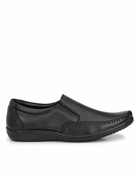flat black formal shoes