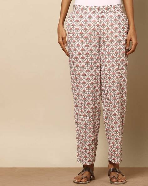 Cotton Printed Night Pants For Women Lowers With Pockets Blue  Cupid  Clothings