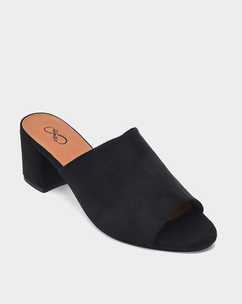 black peep toe block heels