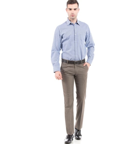 Flat-Front Slim Fit Trousers (Image - 1)