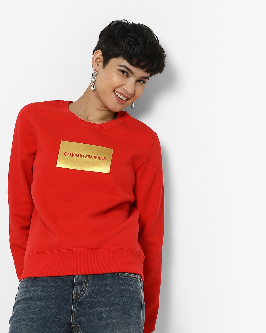 Buy Red Sweatshirt & Hoodies for Women by Calvin Klein Jeans Online |  