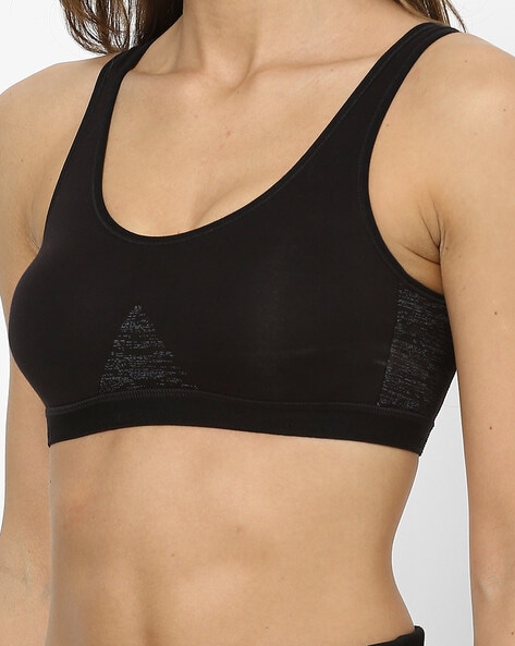 1376 Wirefree Non Padded Cotton Elastane Full Coverage SlipOn Active Bra  with Wider Straps