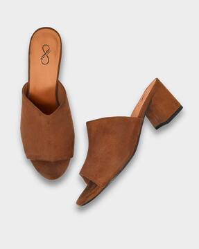 tan block heels closed toe