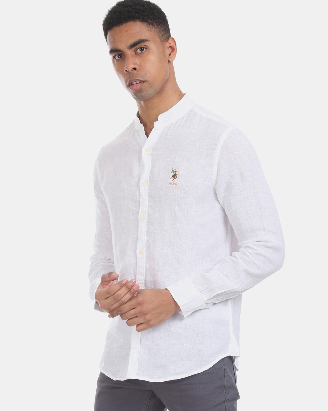 Uspa white shop linen shirt