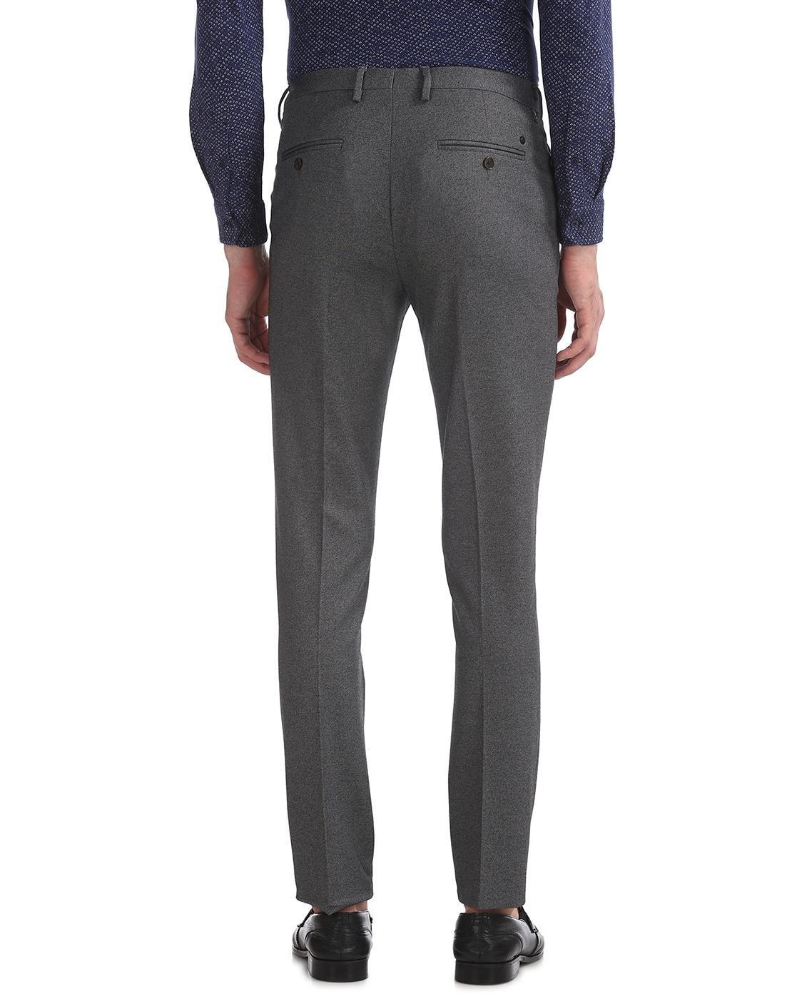 Buy Stylish Grey Polyester Spandex Wrinkle Free Trousers For Men  Lowest  price in India GlowRoad