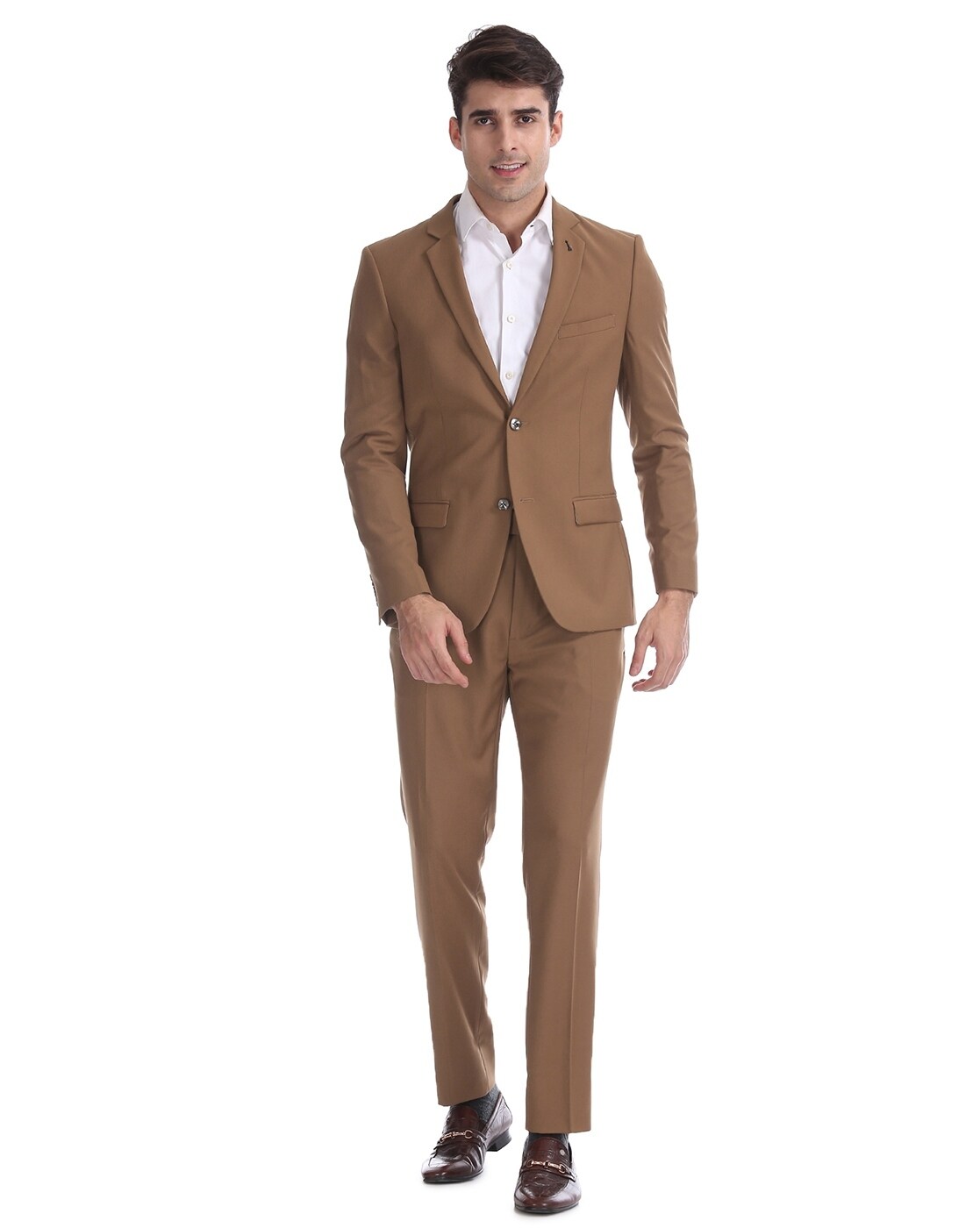 2 piece suit brown