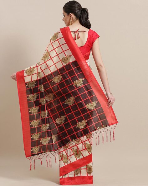 Exclusive Pure Mysore Crepe Silk Saree With Meena checks Slef Border Kaddi  Pallu - Bhavani Collection