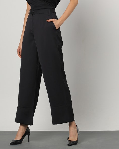Plaid Wide Leg Pants for Women in Black | 501-05349-1 – Glik's