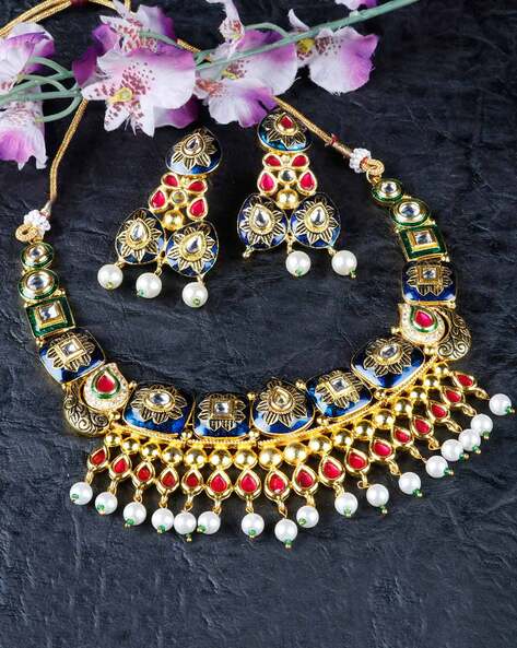 Kundan and meenakari on sale jewellery