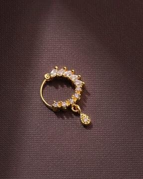 Priyaasi Gold-Plated American Diamond Studded Nose Ring: Buy Priyaasi Gold-Plated  American Diamond Studded Nose Ring Online at Best Price in India | Nykaa
