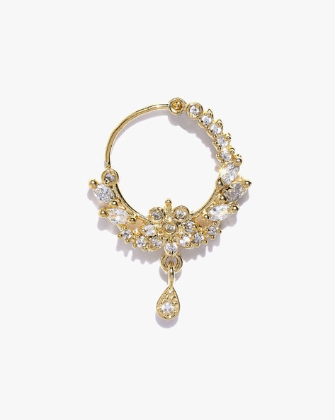 Designer Gold Plated Crystal Nose Hoop Indian Wedding Nath Nose Jewellery  Nostril Ring Ethnic Piercing Fashion Jewellery Nostril Nose Ring - Etsy