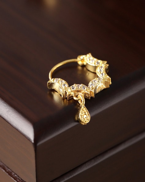 Buy Priyaasi Women American Diamond Studded Gold Nose Ring Online at Best  Price | Distacart