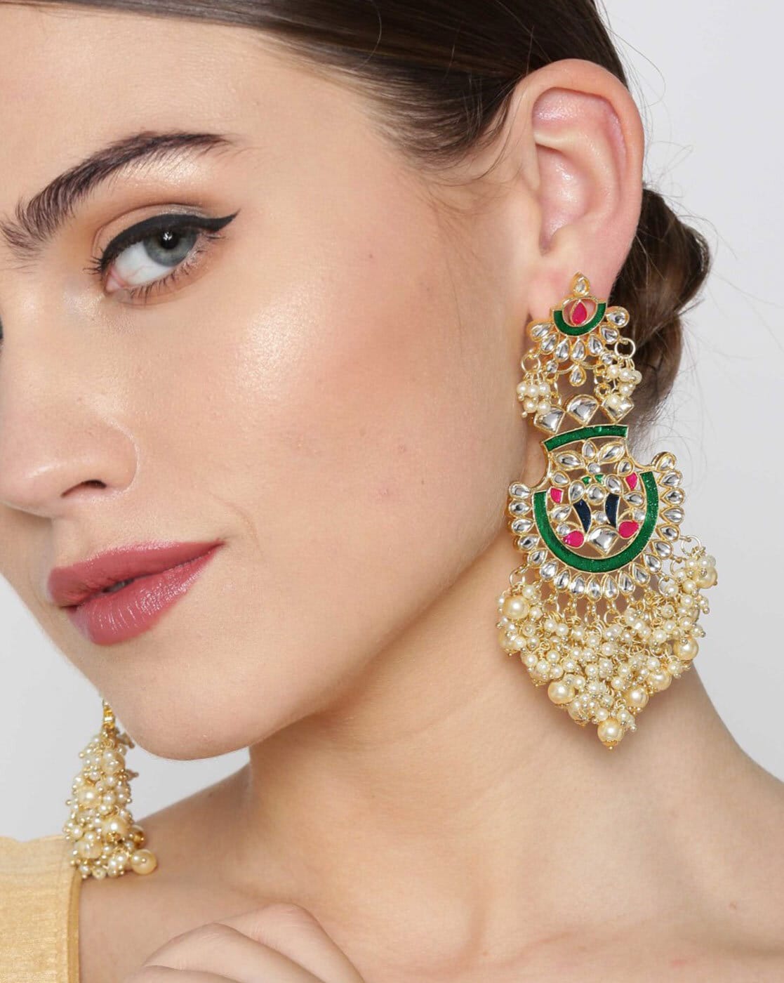 White Stone Party Wear Big Earring #41493 | Buy Online @ DesiClik.com, USA