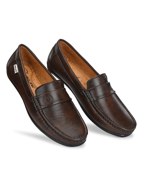 Textured Slip-On Loafers with Panels