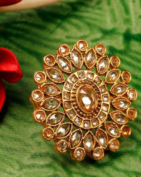 92.5 Silver kundan Ring -adjustable size – Aarzu Collections