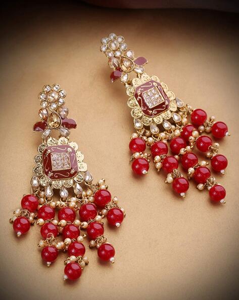 Maroon Bluet Diamond Drop Earrings Jewellery India Online - CaratLane.com