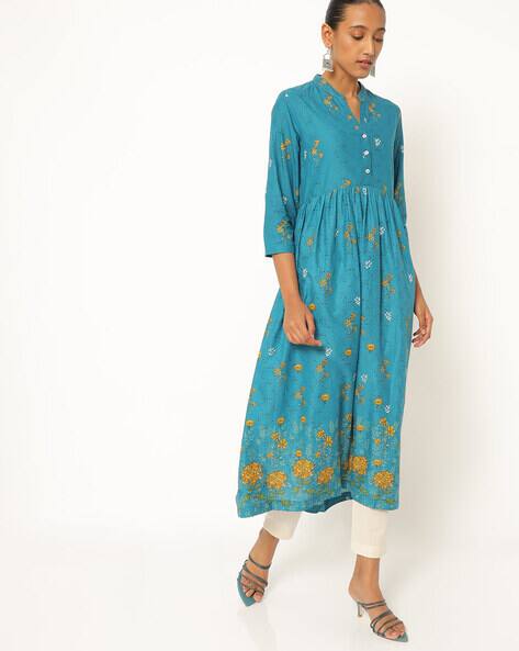 Buy Teal Blue Kurtas for Women by Biba 