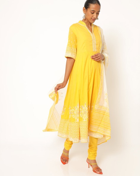 Biba yellow anarkali sale