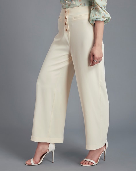 Buy COVER STORY White Womens Solid Pants | Shoppers Stop
