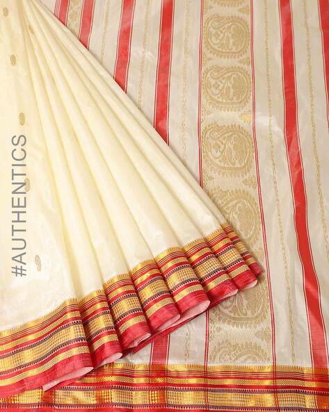 Buy White & Red Sarees for Women by Desh Bidesh Online | Ajio.com