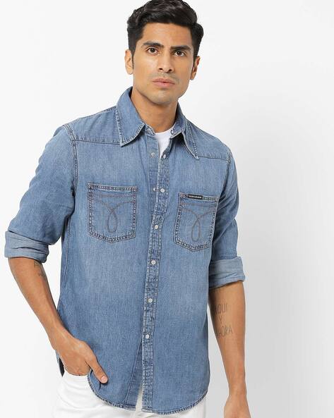 Merg nauwkeurig Knikken Buy Blue Shirts for Men by Calvin Klein Jeans Online | Ajio.com