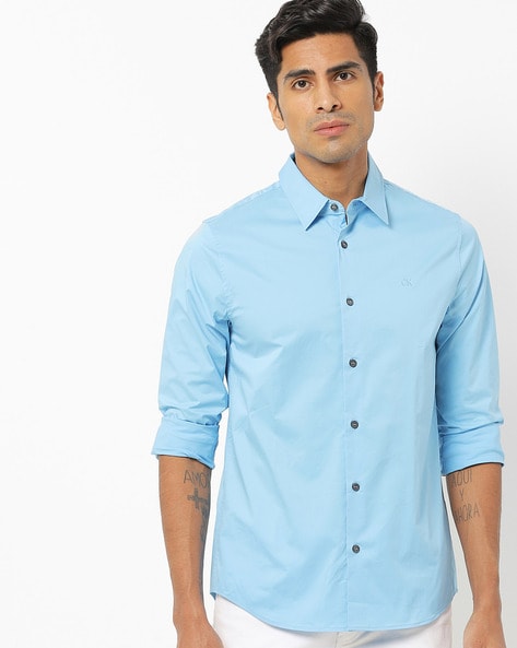 Slim Fit Shirt with Spread Collar