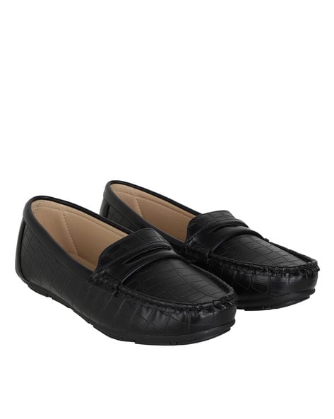 Checked Round-Toe Loafers