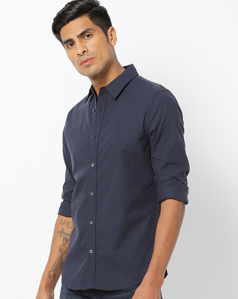 calvin klein navy blue shirt