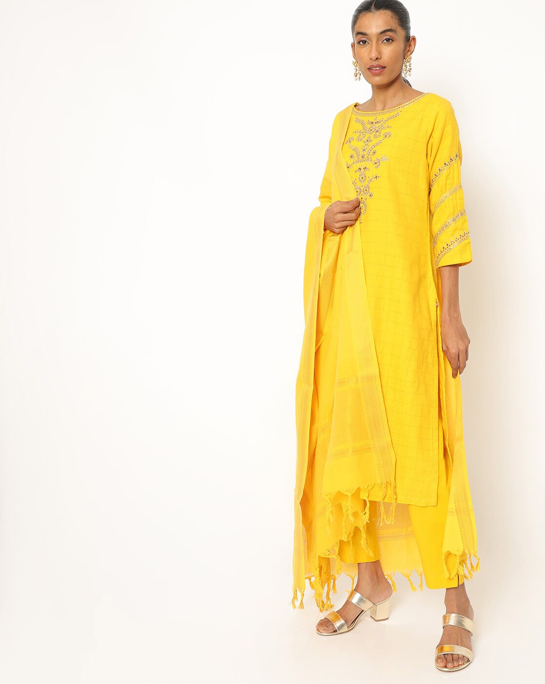 biba mustard yellow kurta set