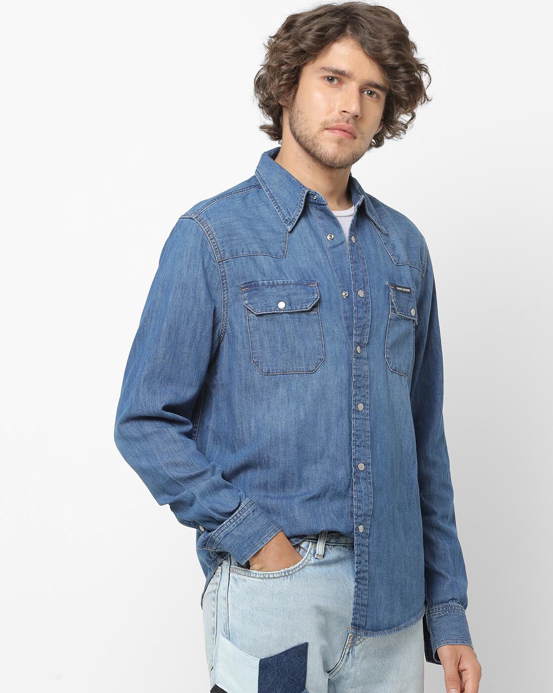Calvin Klein Jeans Trucker Classic Blue Wash Denim Jacket Medium |  Affordable Designer Brands