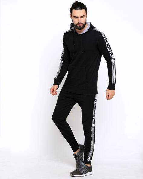mens black slim fit tracksuit
