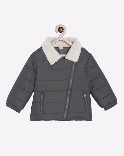 MINI KLUB Puffer Zip-Front Jacket with Contrast Collar