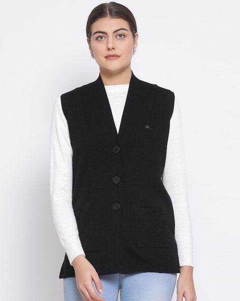 Black sleeveless cardigan outlet womens