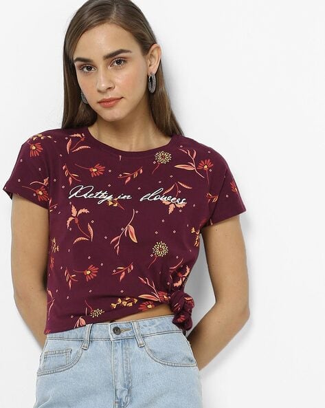 Floral Print Crew-Neck T-shirt