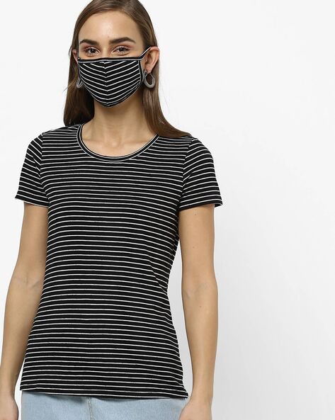 Striped Crew-Neck T-shirt with Mask