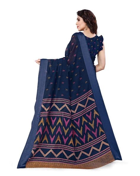 Chevron Print Unstitched Saree (Image - 3)