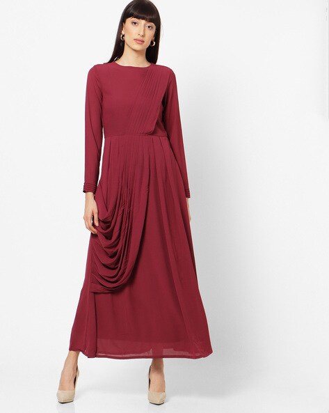 pleated overlay dress