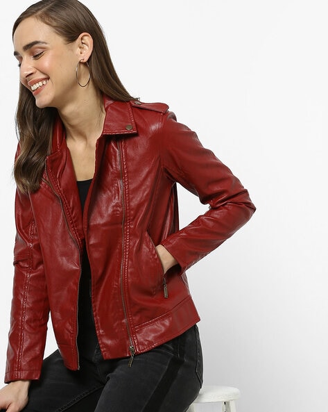 ajio leather jacket womens