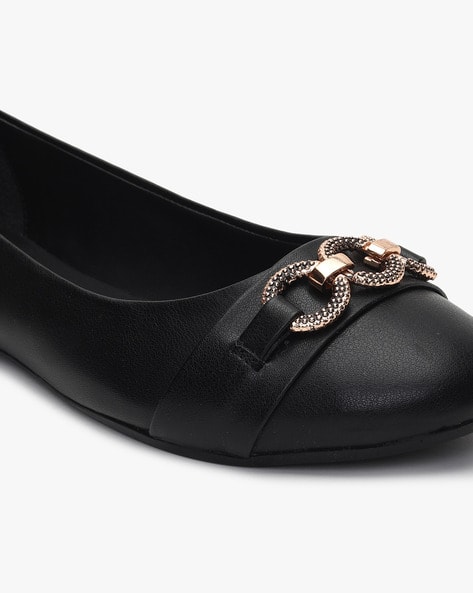 Round-Toe Ballerinas with Metal Overlay (Image - 3)