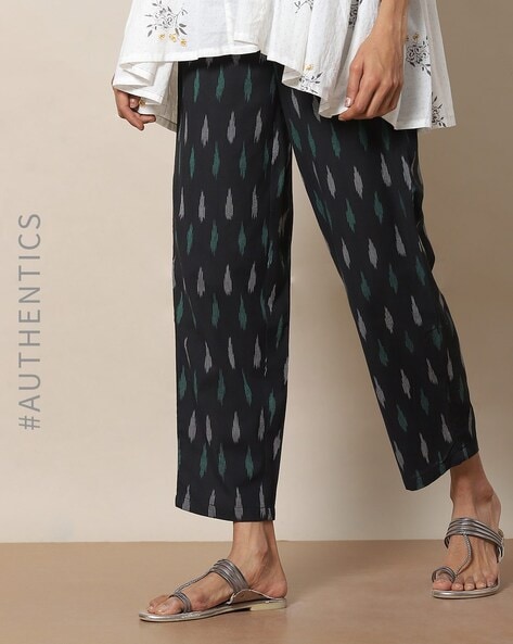 Black Cotton Straight Pant | Biba India