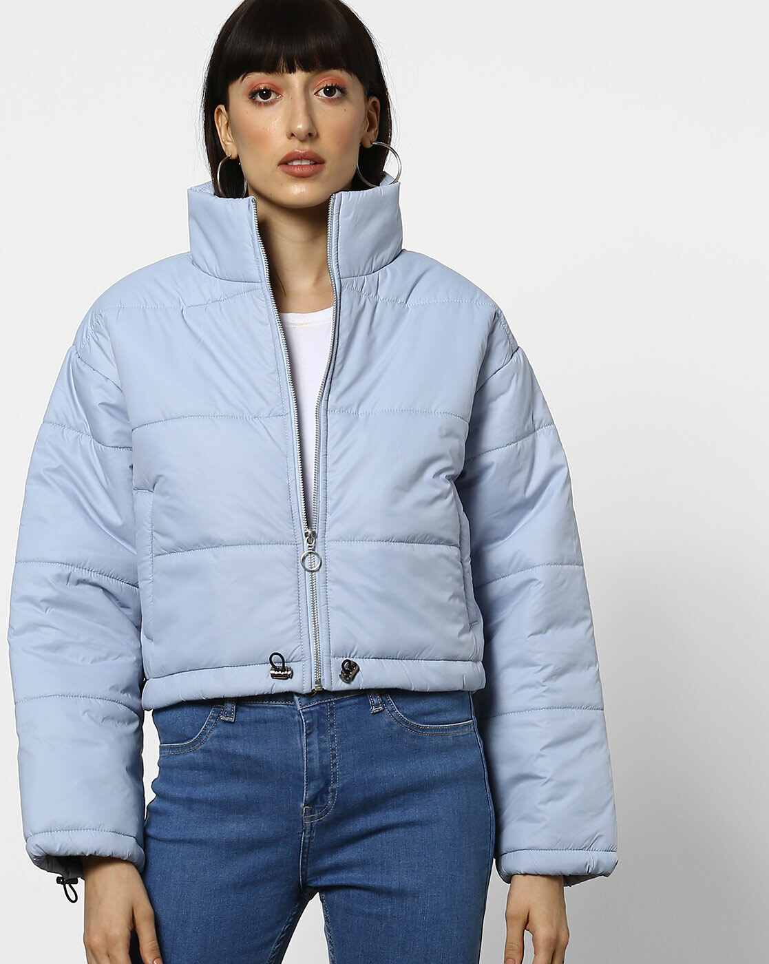 Tanu Recommends : OUTRYT Women Zip-Front Puffer Blue Jacket with Slip Pockets