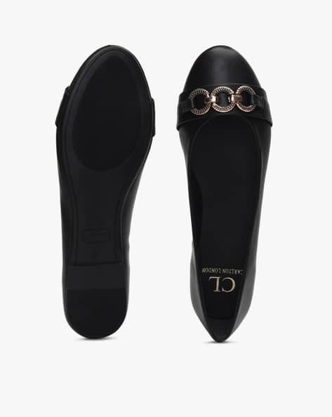 Round-Toe Ballerinas with Metal Overlay (Image - 1)