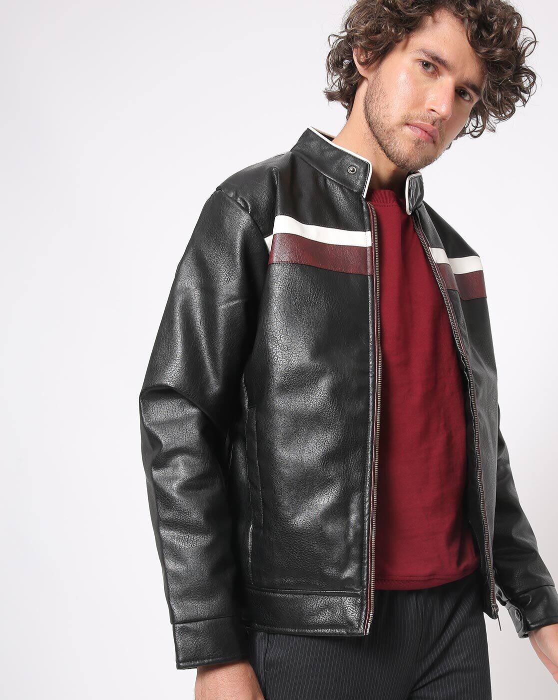 ajio leather jackets mens