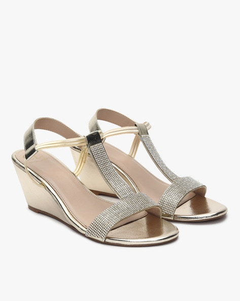 Juebong Summer High-heel Platform Wedge Sandals for Women Fashion Gold  Slippers Dress Shoes, Gold, 8.5 - Walmart.com